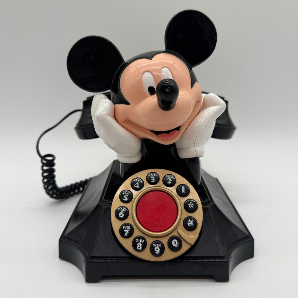 Disney Telemania Mickey Mouse Desk Telephone Corded Push Button Phone Untested